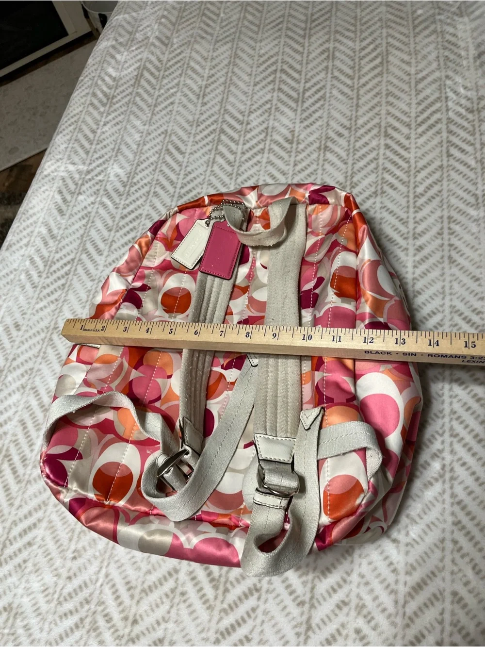 Coach Pink Multi Signature Circle Print Backpack